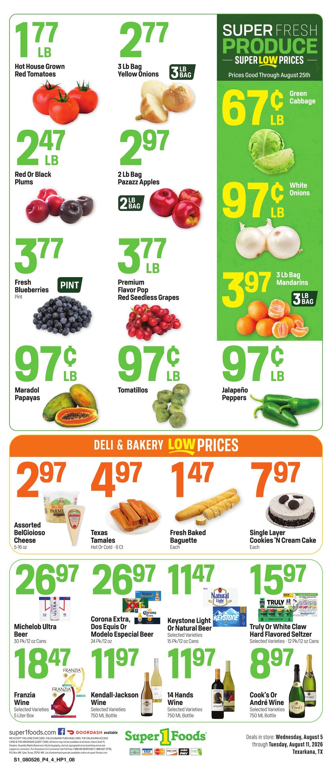 Super 1 Foods & Discount Pharmacy (Texarkana–Texarkana Area, AR–TX) Weekly Ad August 5 - 11, 2026