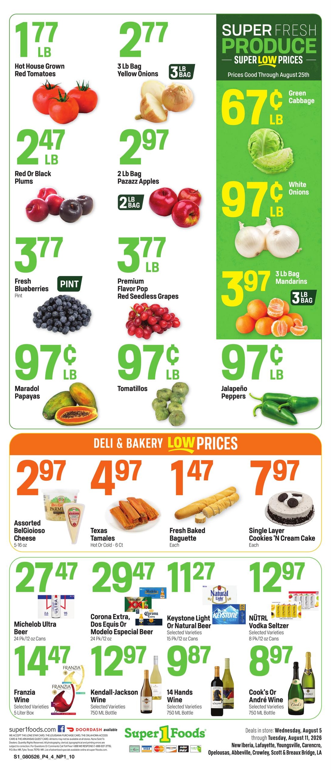 Super 1 Foods & Discount Pharmacy (Lafayette Area, LA) Weekly Ad August 5 - 11, 2026