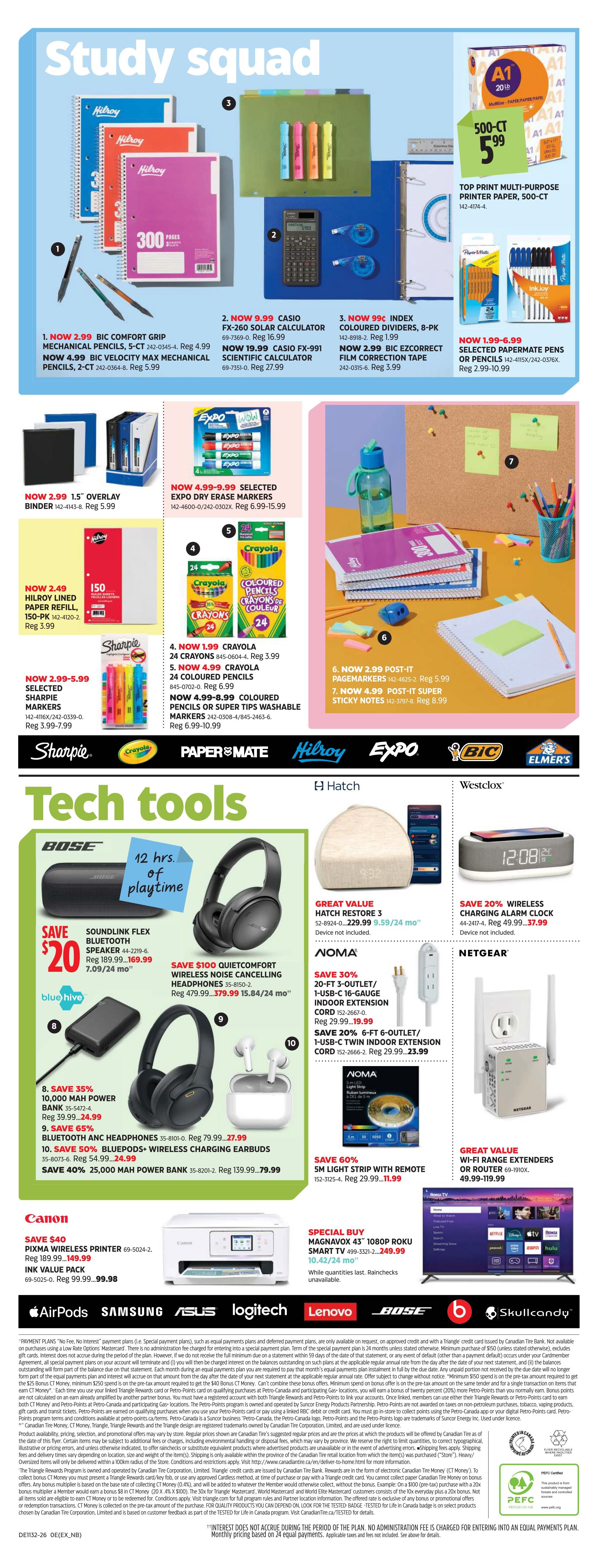 Canadian Tire Back To Class Flyer August 6 to 27