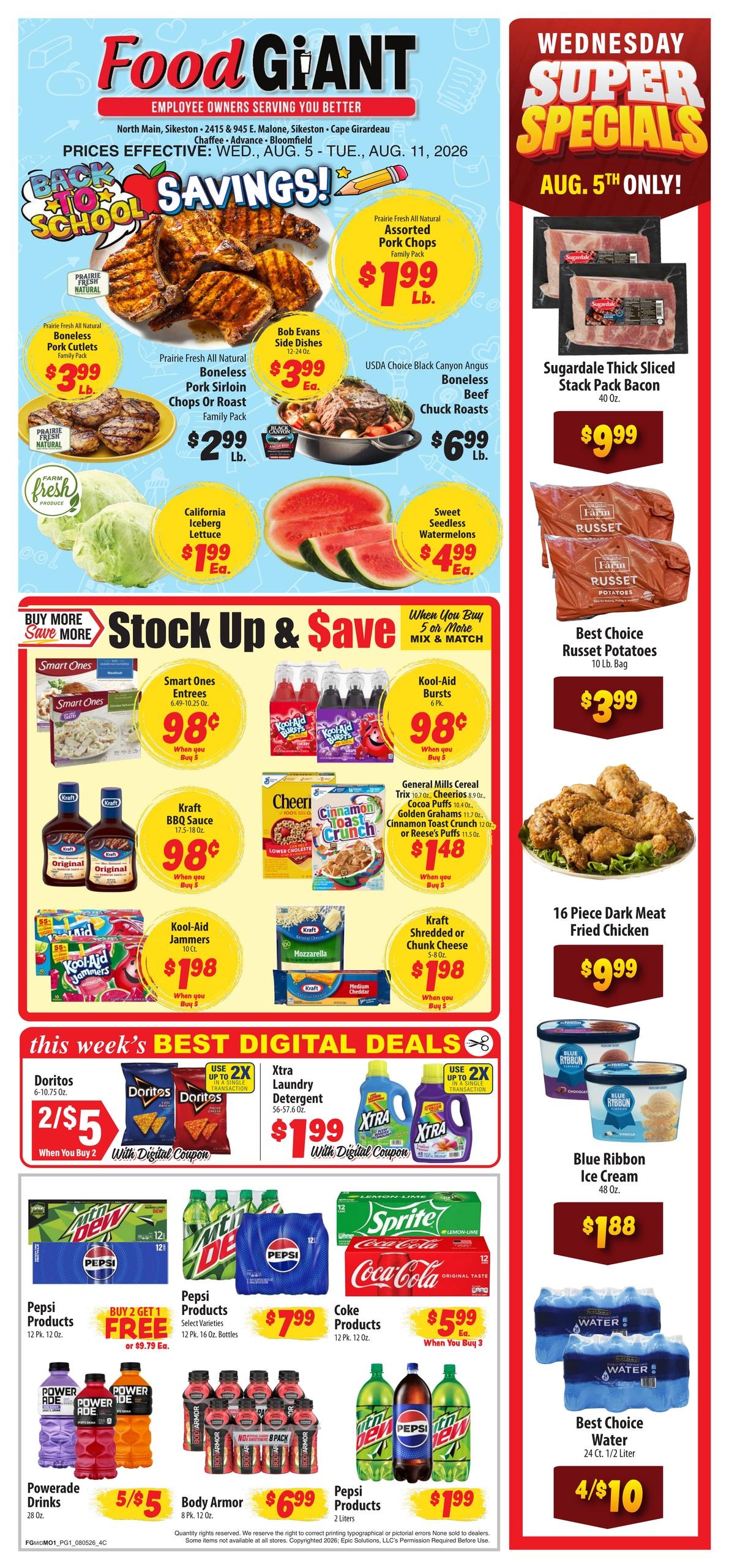 Food Giant (Cape Girardeau Area, MO) Weekly Ad August 5 - 11, 2026