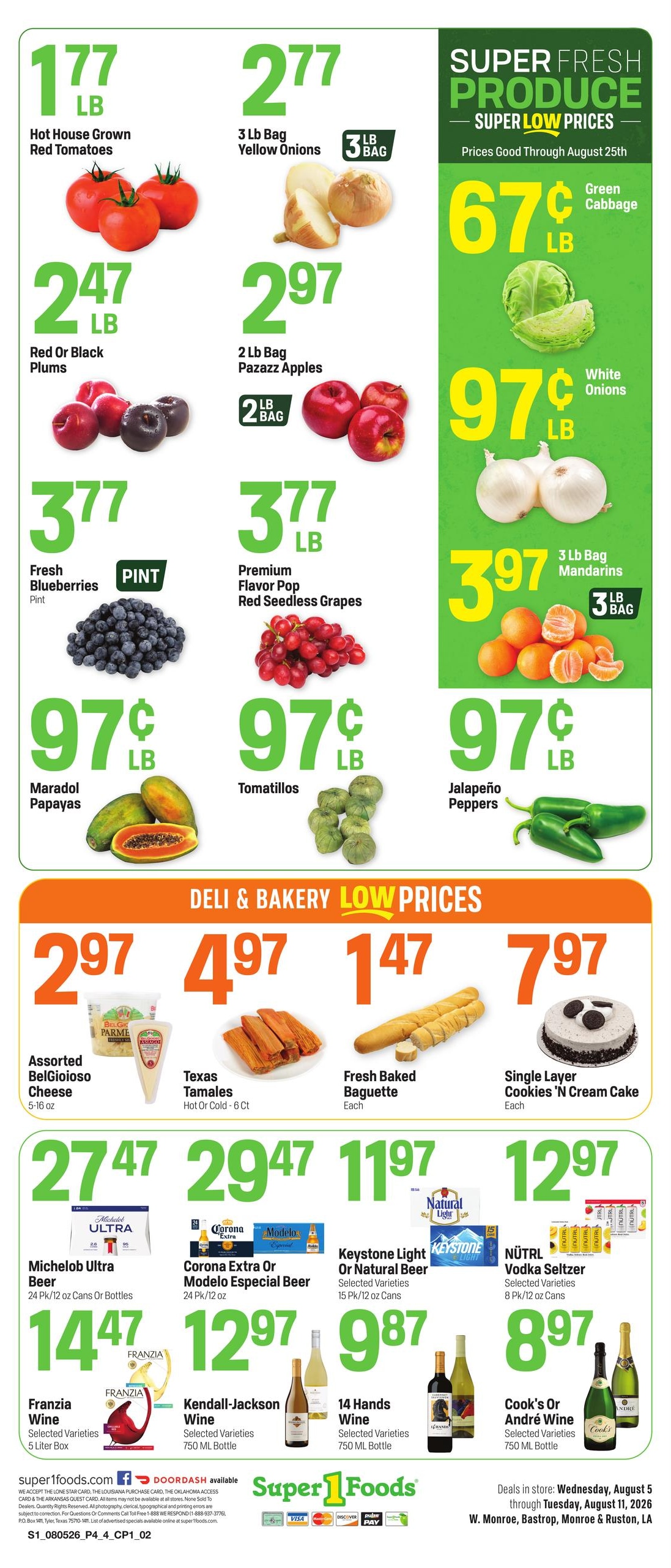 Super 1 Foods & Discount Pharmacy (Monroe Area, LA) Weekly Ad August 5 - 11, 2026