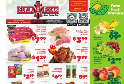 Super A Foods Weekly Ad July 29 - August 4, 2026