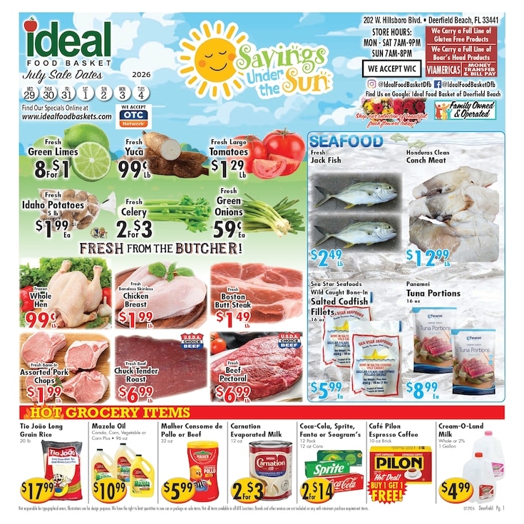Ideal Food Basket (202 West Hillsboro Blvd, Deerfield Beach, FL) Weekly Ad July 29 - August 4, 2026