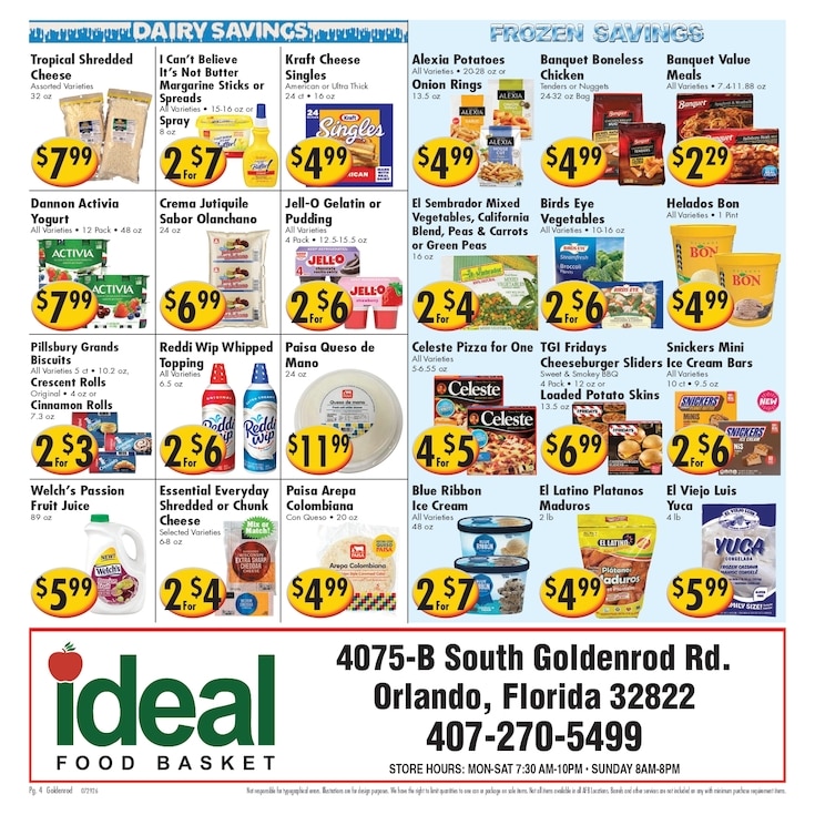 Ideal Food Basket (4075 South Goldenrod Road, Orlando, FL) Weekly Ad July 29 - August 4, 2026