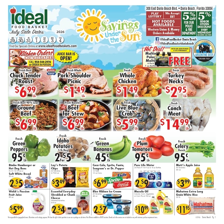 Ideal Food Basket (308 East Dania Blvd, Dania Beach, FL) Weekly Ad July 29 - August 4, 2026