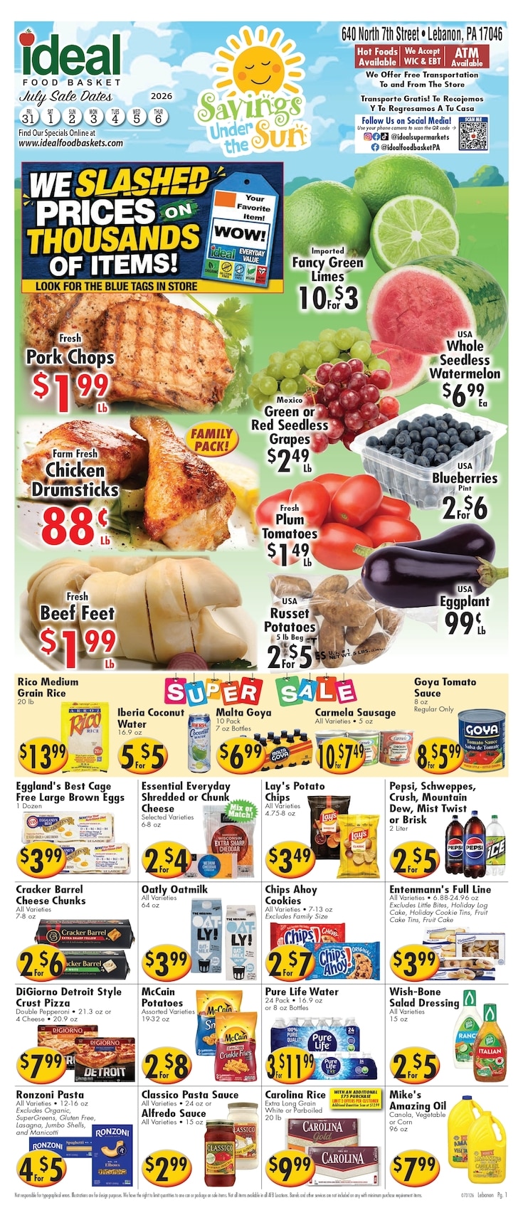 Ideal Food Basket (Lebanon, PA) Weekly Ad July 31 - August 6, 2026