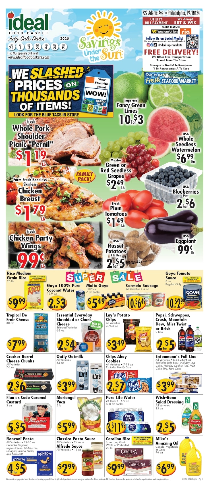 Ideal Food Basket (722 Adams Ave, Philadelphia, PA) Weekly Ad July 29 - August 4, 2026