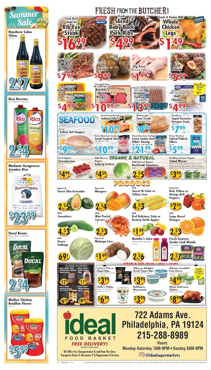 Ideal Food Basket (722 Adams Ave, Philadelphia, PA) Weekly Ad July 29 - August 4, 2026