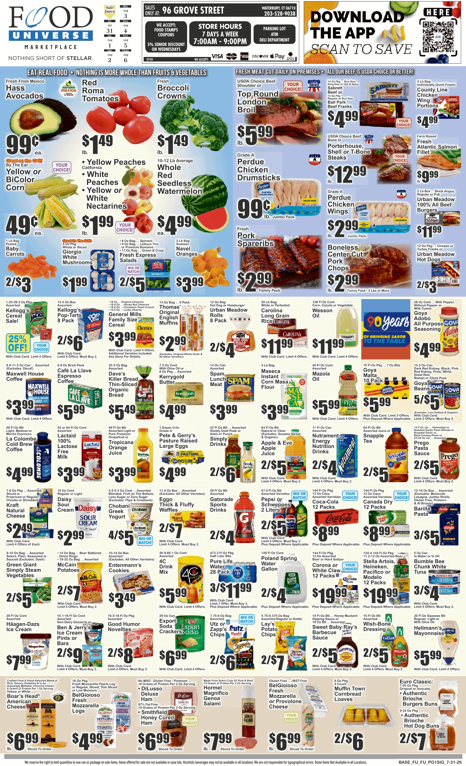 Food Universe (Waterbury, CT) Weekly Ad July 31 - August 6, 2026