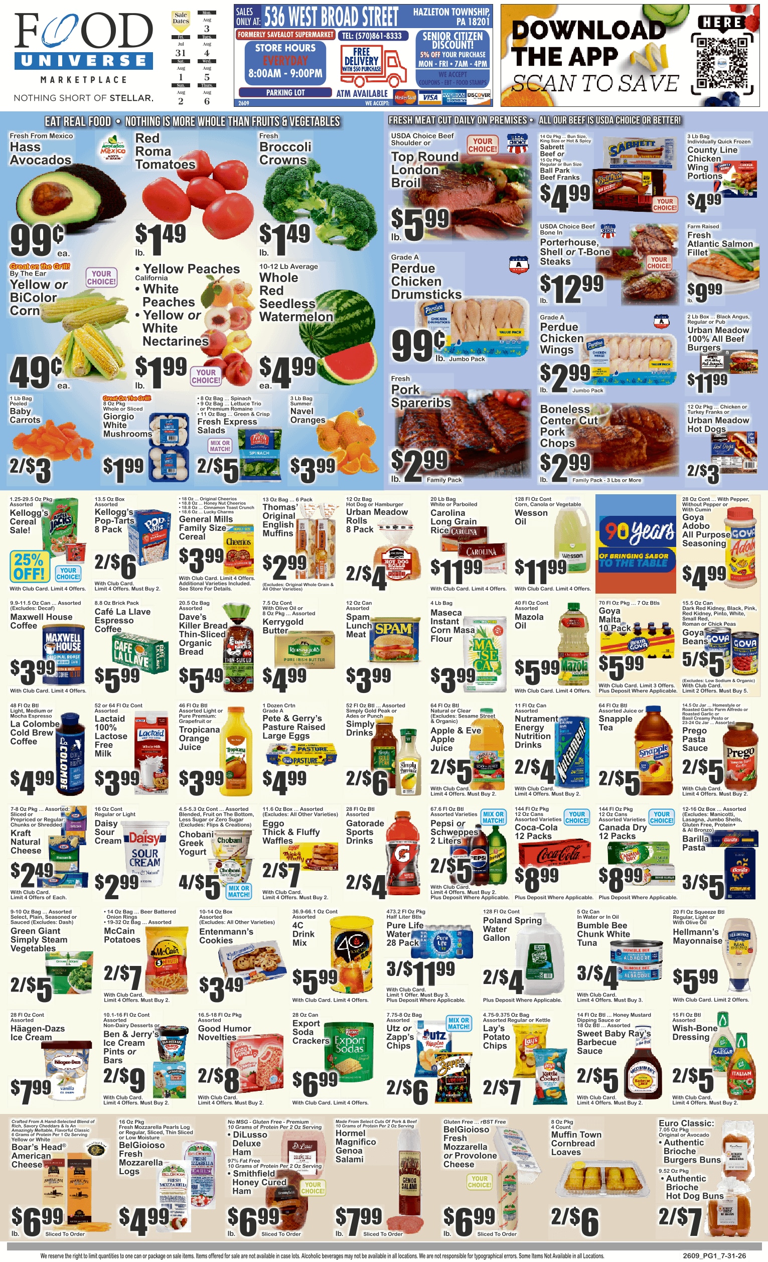 Food Universe (Hazleton, PA) Weekly Ad July 31 - August 6, 2026