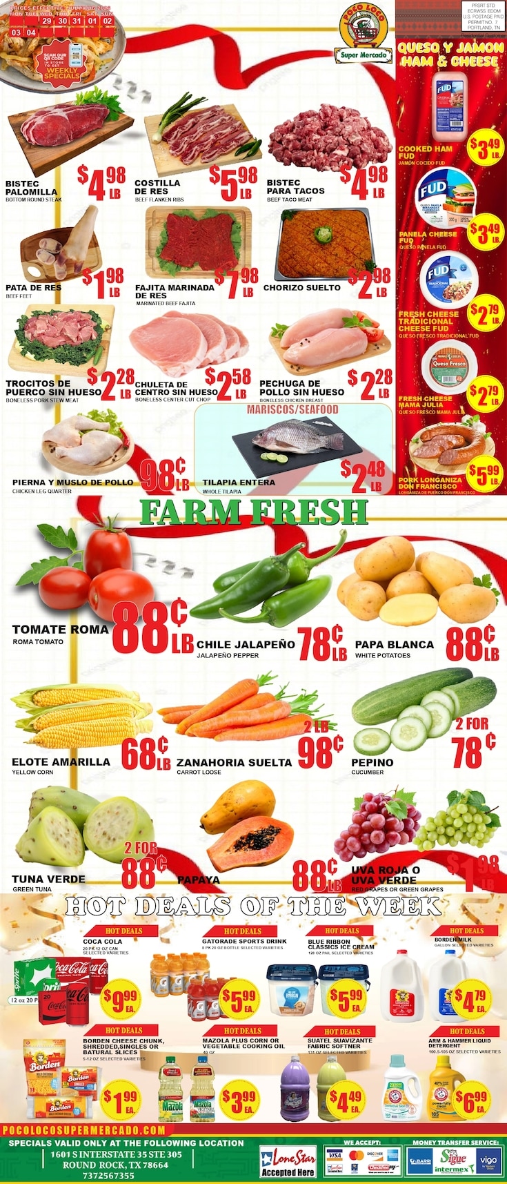 Poco Loco Supermercado (1601 S. Interstate Hwy 35, Suite 305, Round Rock, TX) Weekly Ad July 29 - August 4, 2026