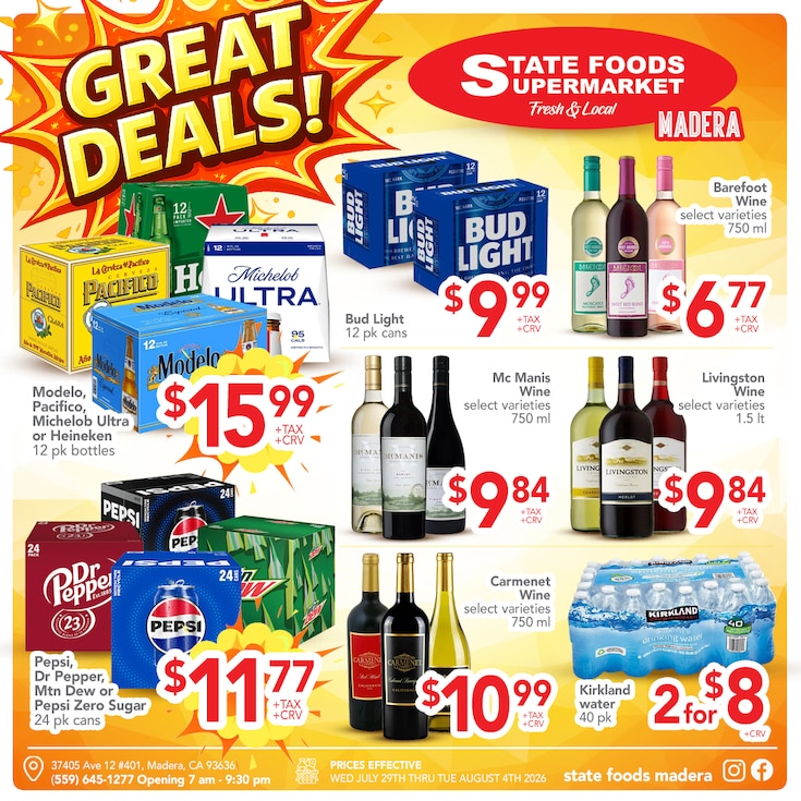 State Foods Supermarket (37405 Ave. 12, Madera, CA) Weekly Ad July 29 - August 4, 2026