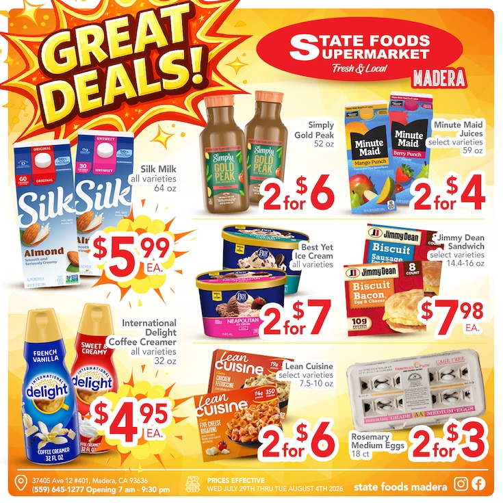 State Foods Supermarket (37405 Ave. 12, Madera, CA) Weekly Ad July 29 - August 4, 2026