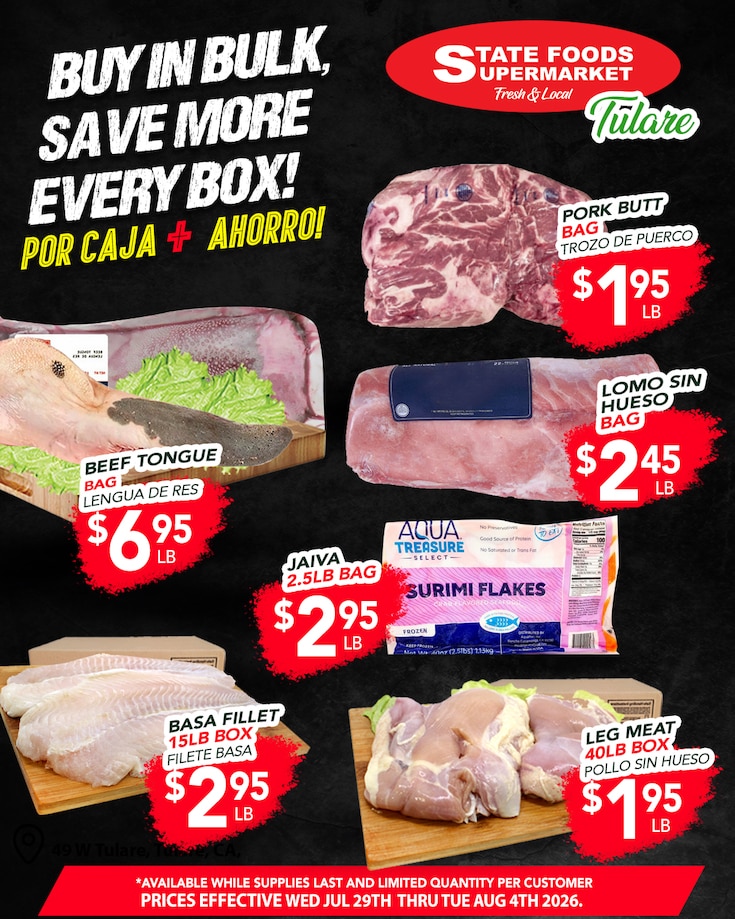State Foods Supermarket (49 W Tulare Ave, Tulare, CA) Weekly Ad July 29 - August 4, 2026