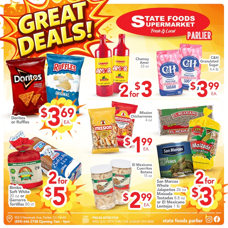 State Foods Supermarket (553 S. Newmark Ave., Parlier, CA) Weekly Ad July 29 - August 4, 2026