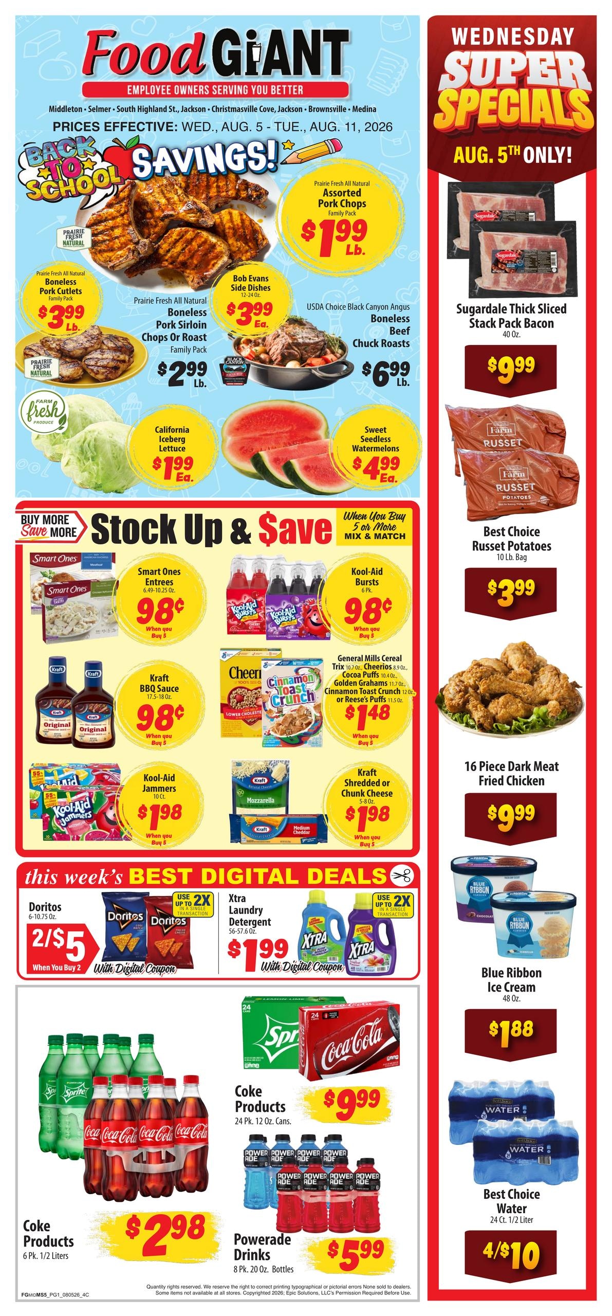 Food Giant (Jackson Area, TN) Weekly Ad August 5 - 11, 2026