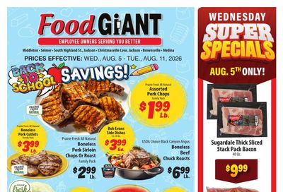 Food Giant (Jackson Area, TN) Weekly Ad August 5 - 11, 2026