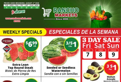 Rancho Markets Weekly Ad August 4 - 10, 2026