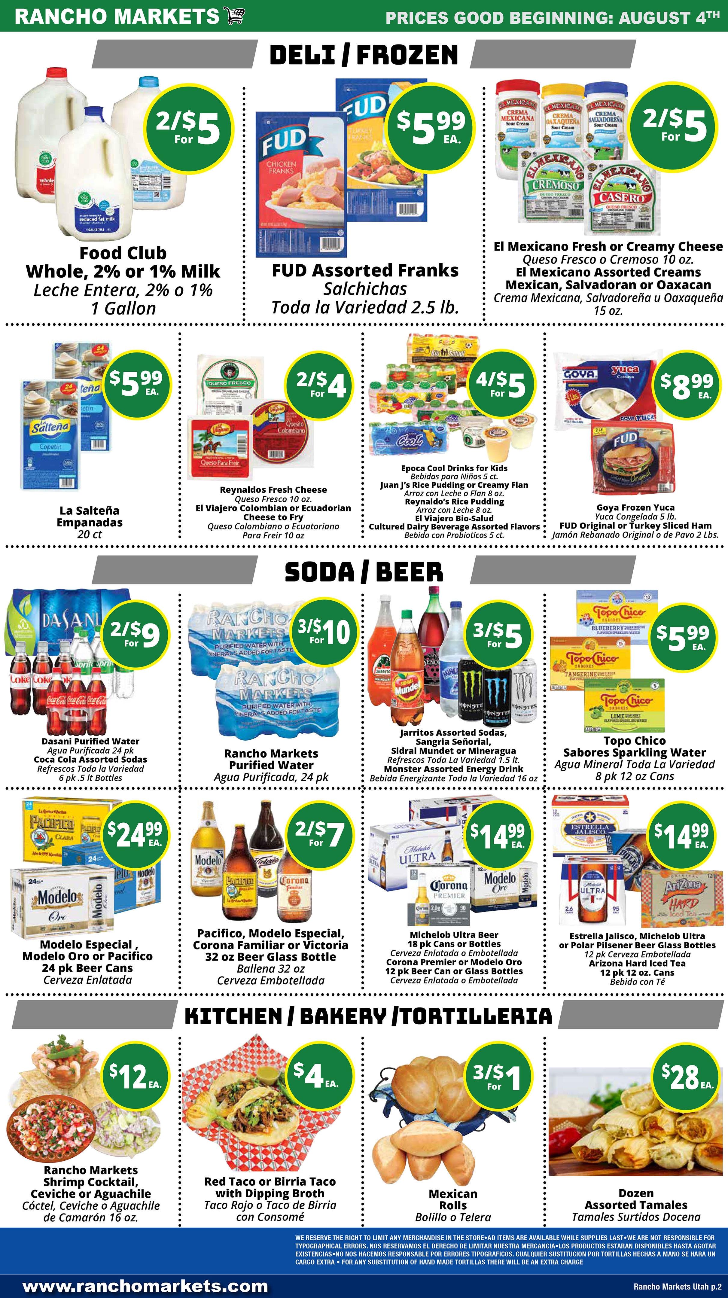 Rancho Markets Weekly Ad August 4 - 10, 2026
