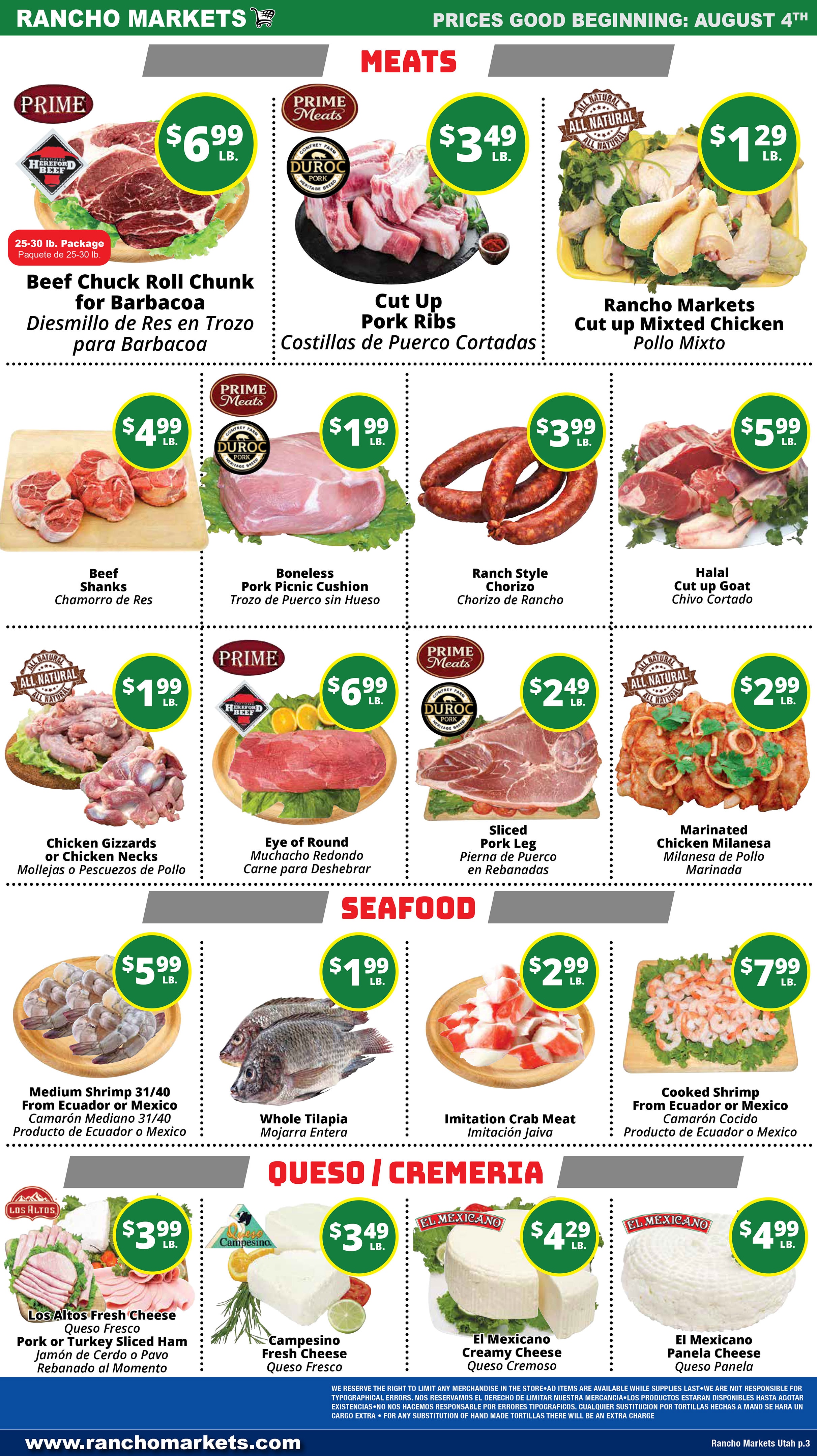 Rancho Markets Weekly Ad August 4 - 10, 2026
