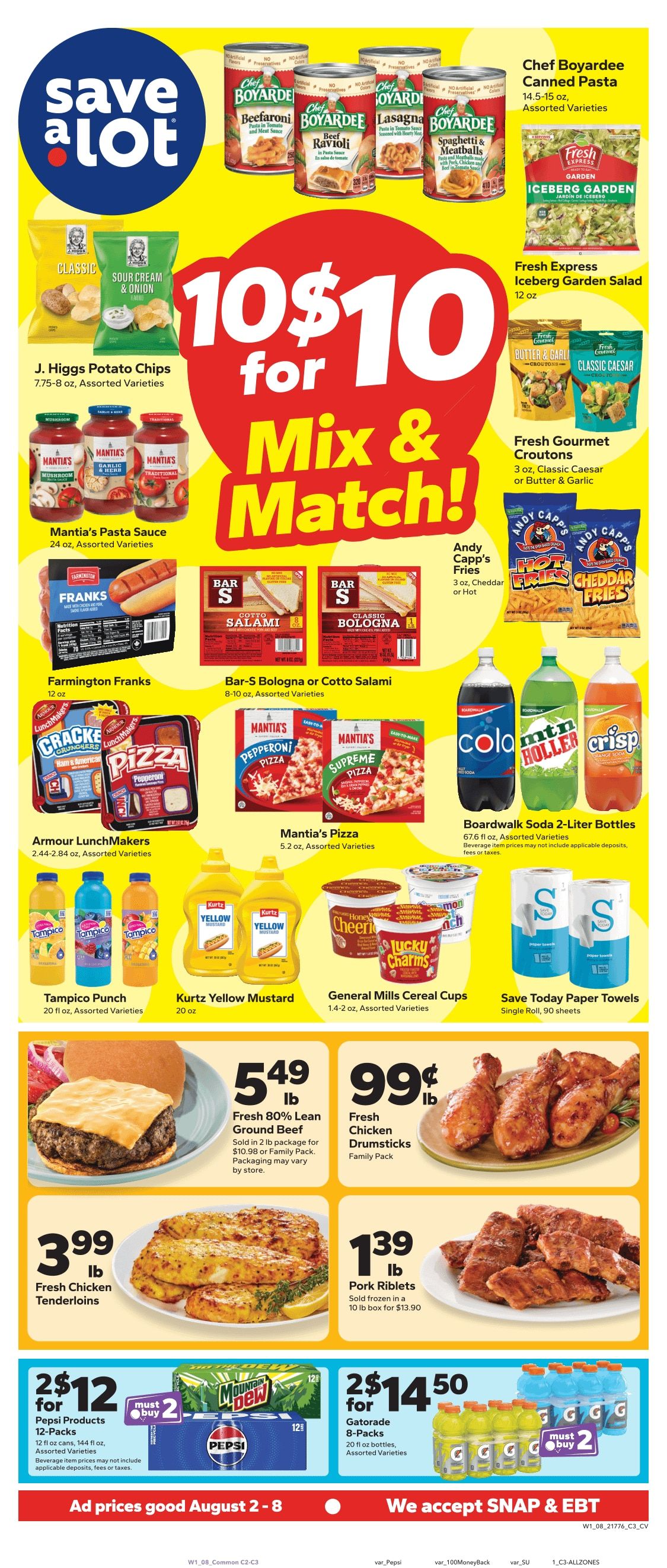 Save a Lot Food Stores (Amery, WI) Weekly Ad August 2 - 8, 2026