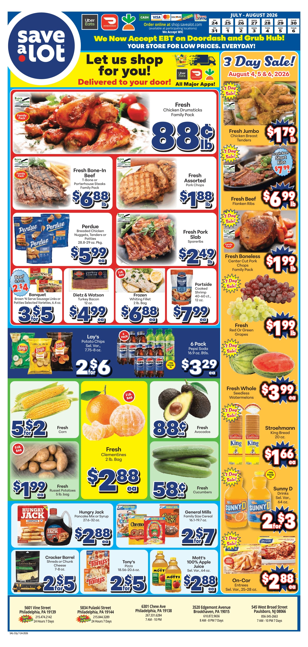 Save a Lot Food Stores (Philadelphia Area, PA) Weekly Ad July 24 - August 6, 2026