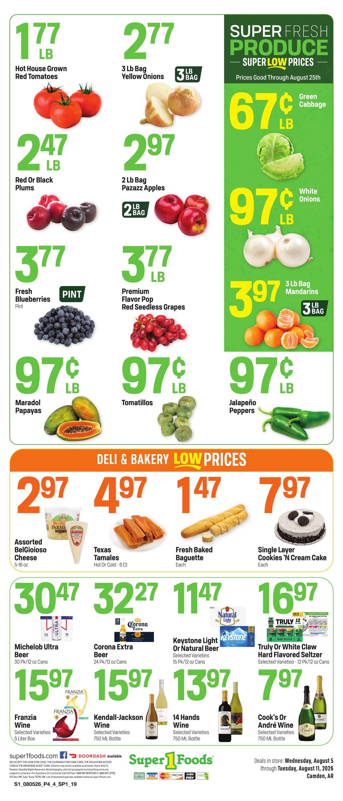 Super 1 Foods & Discount Pharmacy (Camden Area, AR) Weekly Ad August 5 - 11, 2026