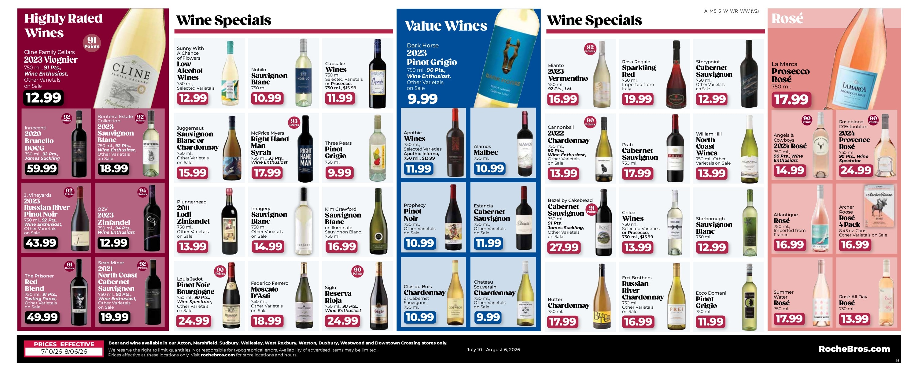Roche Bros. Beer + Wine Weekly Ad July 10 - August 6, 2026