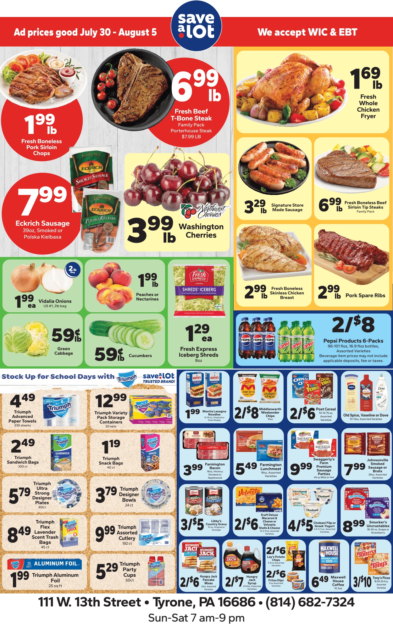 Save a Lot Food Stores (111 W 13th St, Tyrone, PA) Weekly Ad July 30 - August 5, 2026