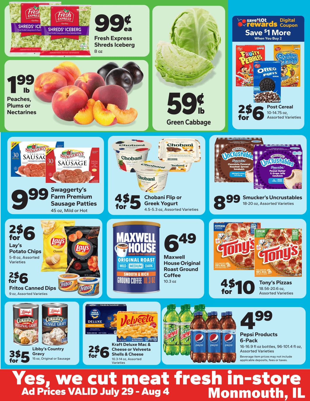 Save a Lot Food Stores (200 N Main St, Monmouth, IL) Weekly Ad July 29 - August 5, 2026
