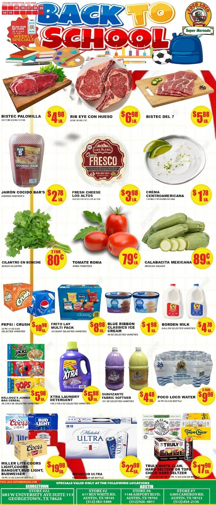 Poco Loco Supermercado (Austin and Georgetown, TX) Weekly Ad August 5 - 11, 2026