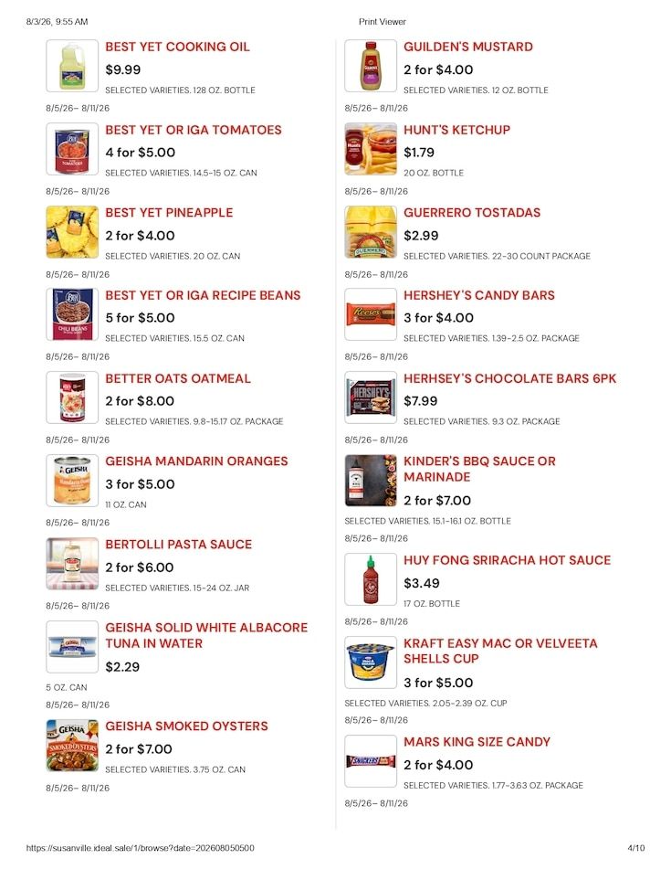 Susanville Supermarket IGA Weekly Ad August 5 - 11, 2026
