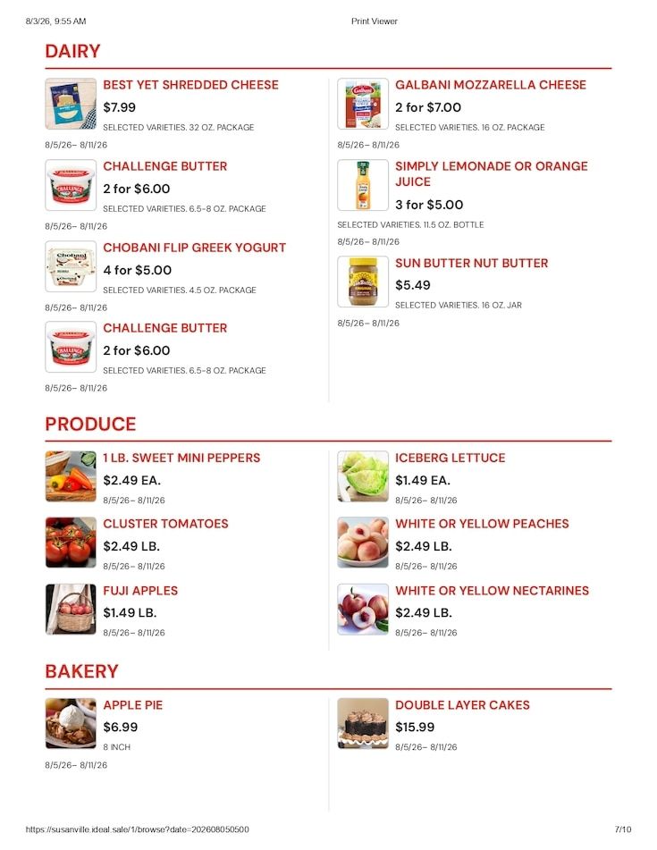 Susanville Supermarket IGA Weekly Ad August 5 - 11, 2026