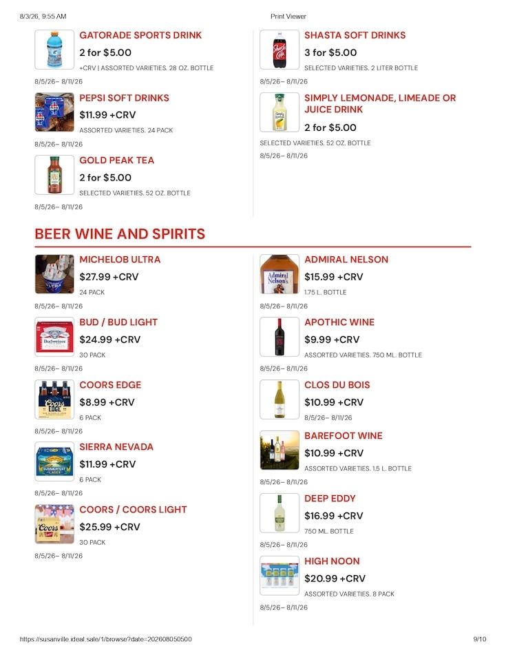 Susanville Supermarket IGA Weekly Ad August 5 - 11, 2026