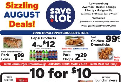 Save a Lot Food Stores (Hodgenville and Lawrenceburg, KY) Weekly Ad August 5 - 11, 2026