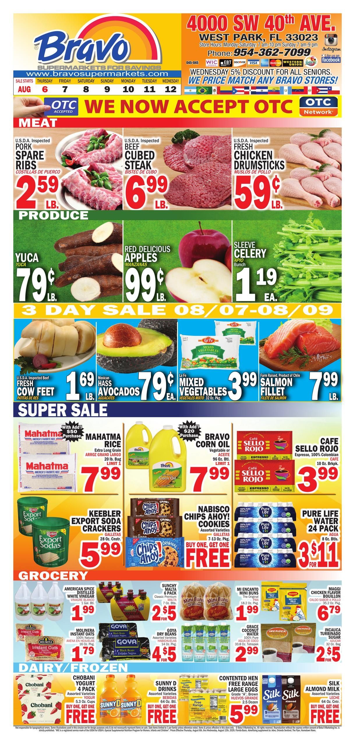Bravo Supermarket (Hollywood Area, FL) Bravo Florida Weekly Weekly Ad August 6 - 12, 2026