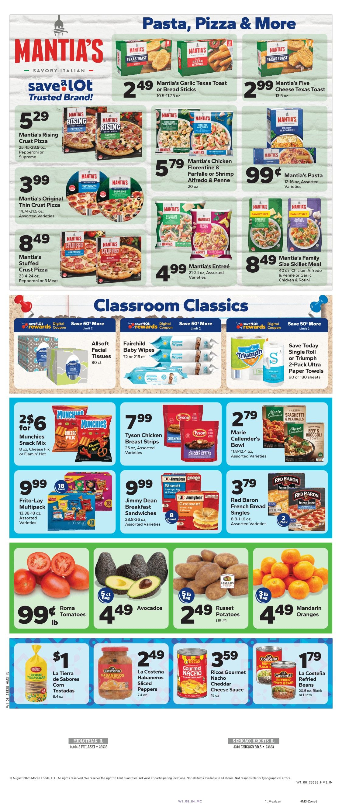 Save a Lot Food Stores (Midlothian and S Chicago Heights, IL) Weekly Ad August 5 - 11, 2026