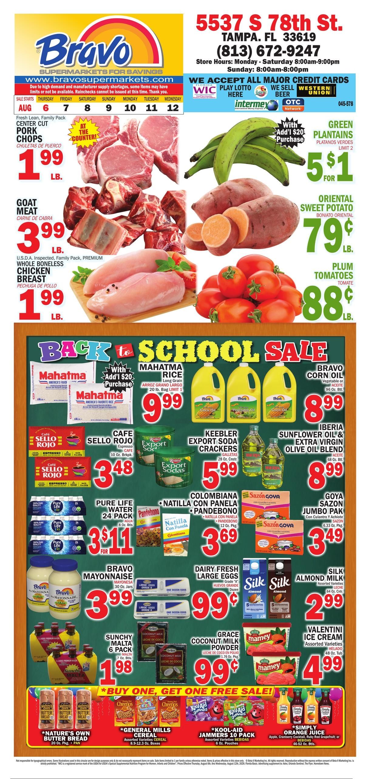 Bravo Supermarket (St. Petersburg–Tampa Area, FL) Bravo Florida Weekly Weekly Ad August 6 - 12, 2026