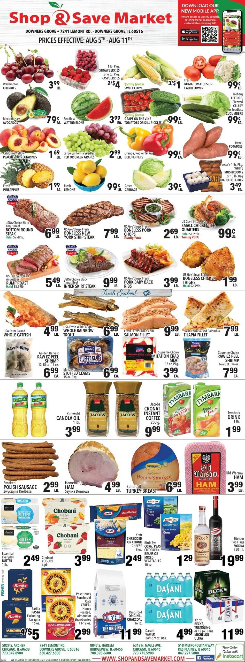 Shop And Save Market (Aurora–Naperville Area, IL) Weekly Ad August 5 - 11, 2026