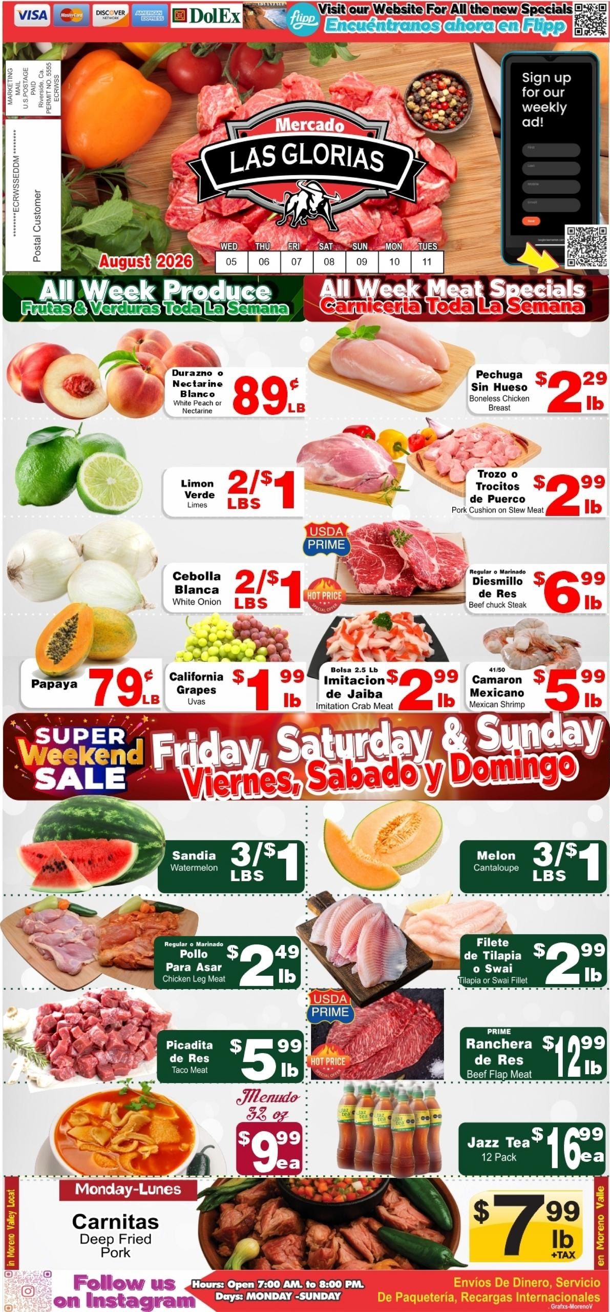 Mercado Las Glorias (Victorville–Fontana Area, CA) Weekly Ad August 5 - 11, 2026