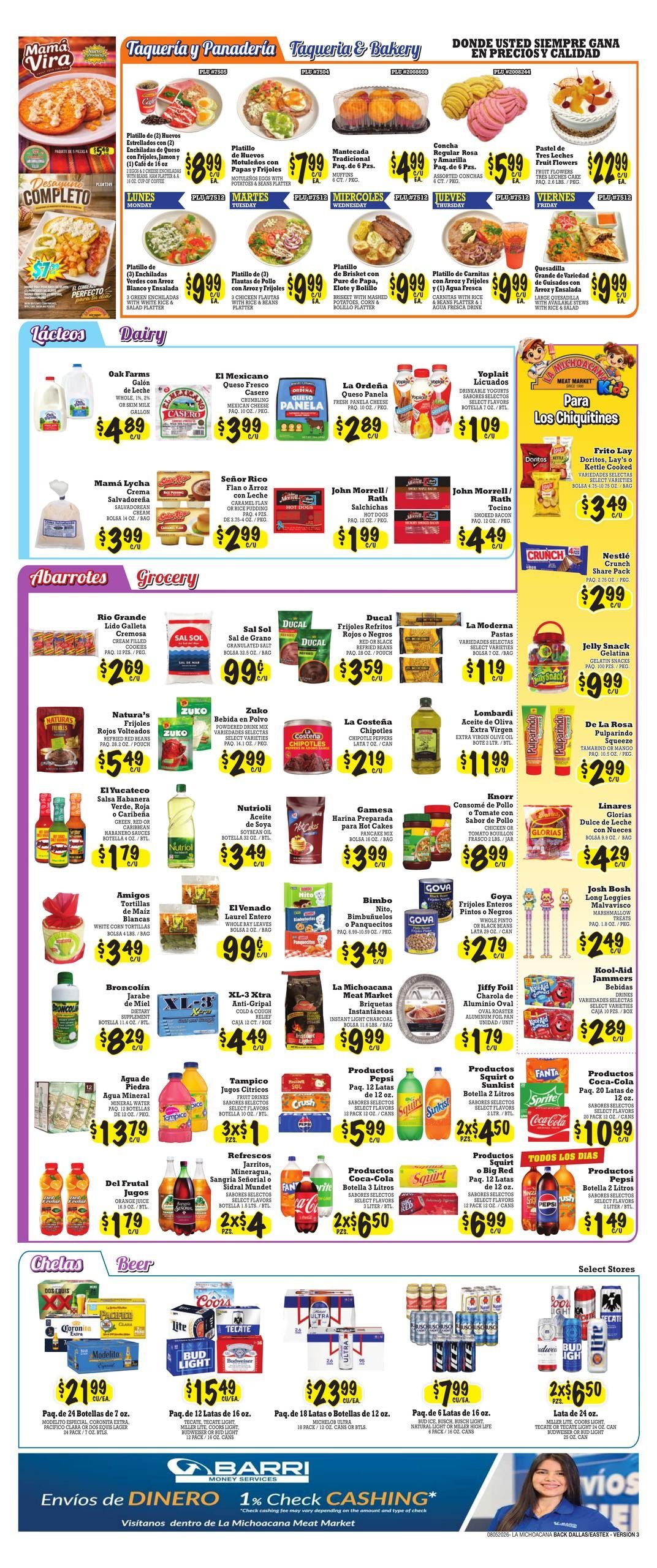 La Michoacana Meat Market (Plano–Carrollton Area, TX) Weekly Ad August 5 - 18, 2026