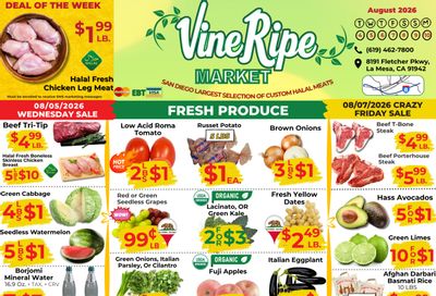 Vine Ripe (8191 Fletcher Parkway, La Mesa, CA) Weekly Ad August 4 - 10, 2026