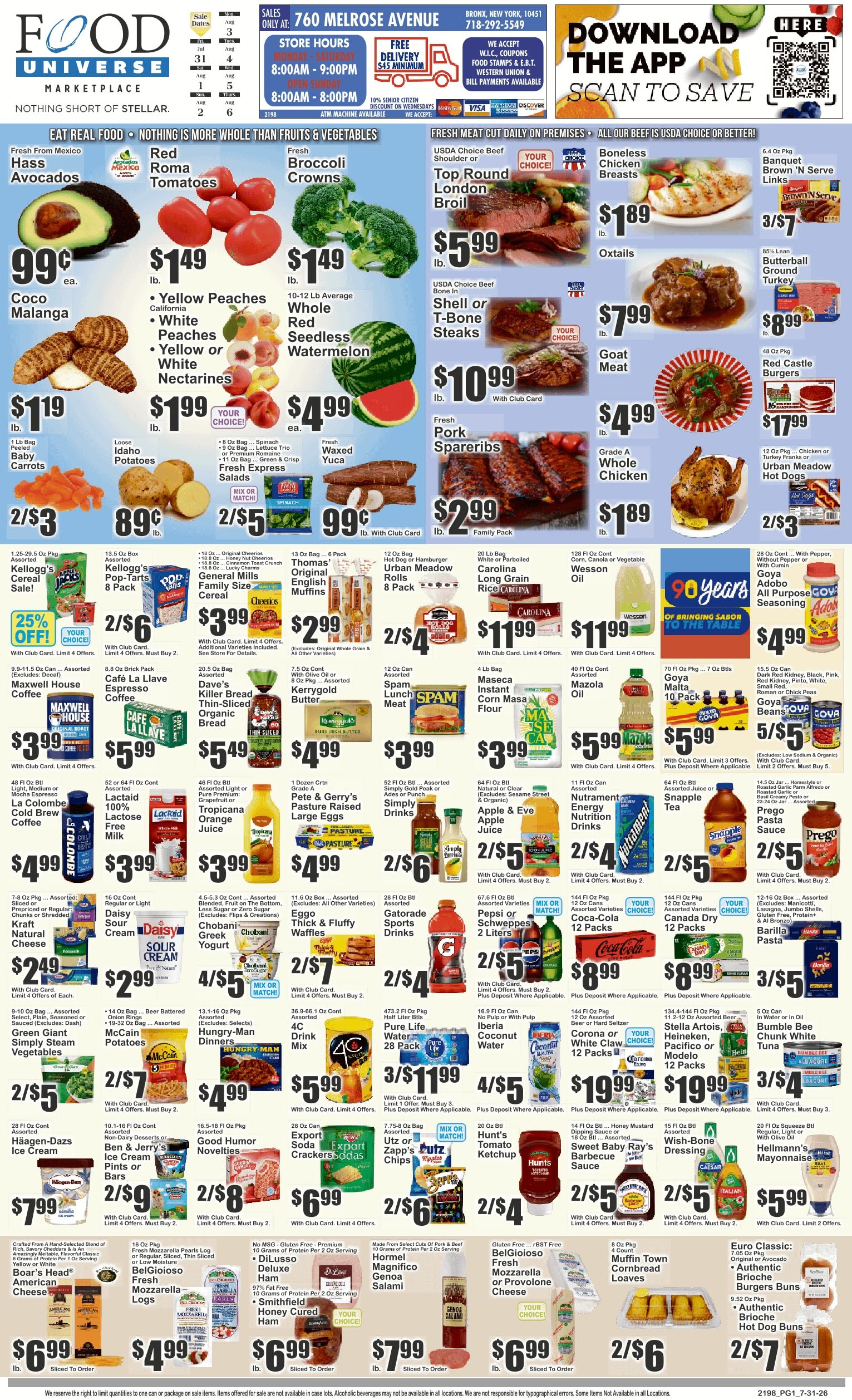 Food Universe (760 Melrose Ave., Bronx, NY) Weekly Ad July 31 - August 6, 2026