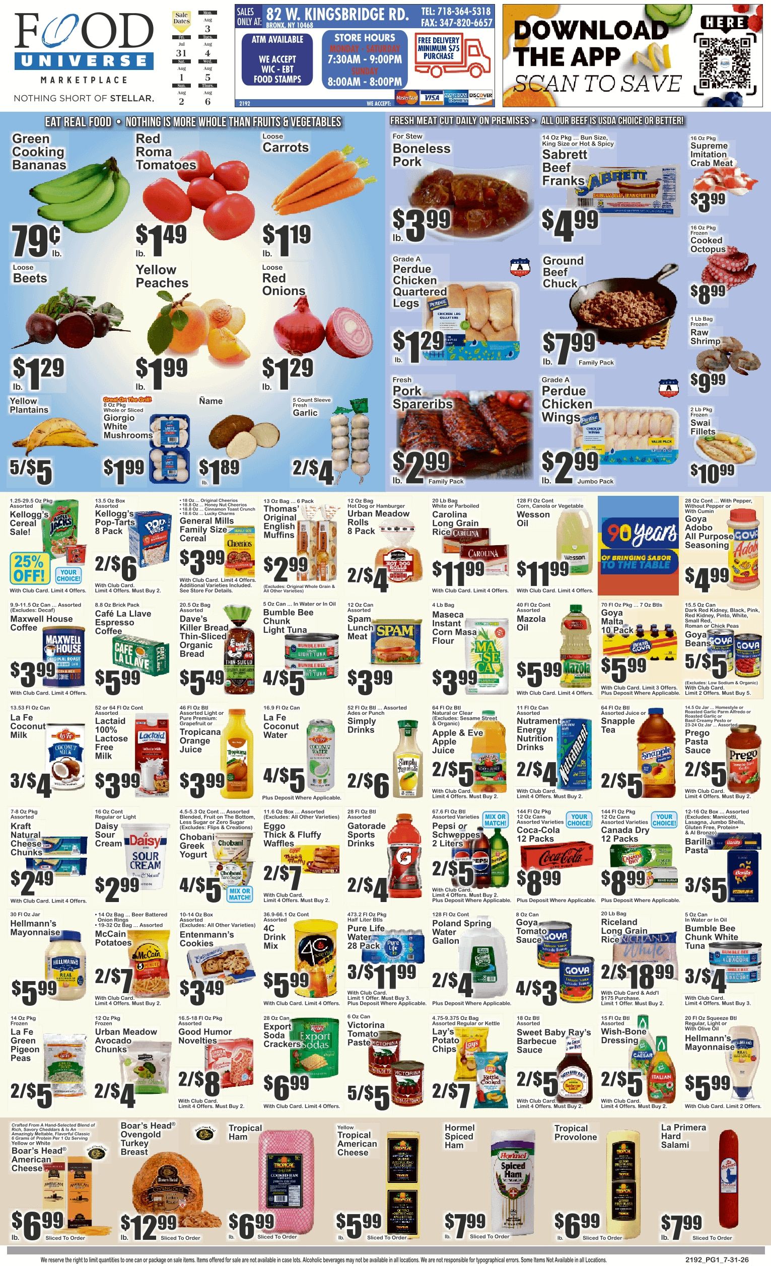 Food Universe (82 W. Kingsbridge Rd., Bronx, NY) Weekly Ad July 31 - August 6, 2026