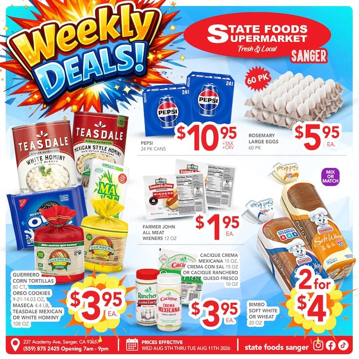 State Foods Supermarket (Sanger, CA) Weekly Ad August 5 - 11, 2026