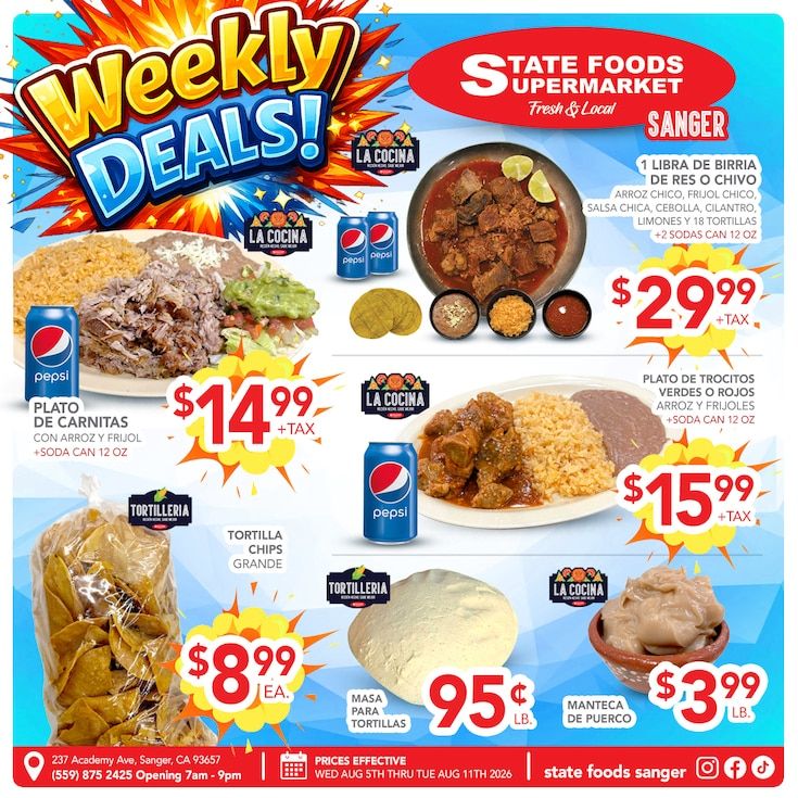 State Foods Supermarket (Sanger, CA) Weekly Ad August 5 - 11, 2026