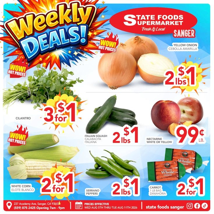 State Foods Supermarket (Sanger, CA) Weekly Ad August 5 - 11, 2026
