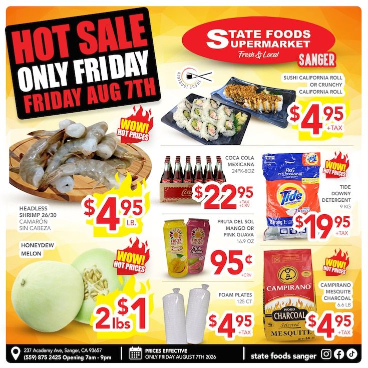 State Foods Supermarket (Sanger, CA) Weekly Ad August 5 - 11, 2026