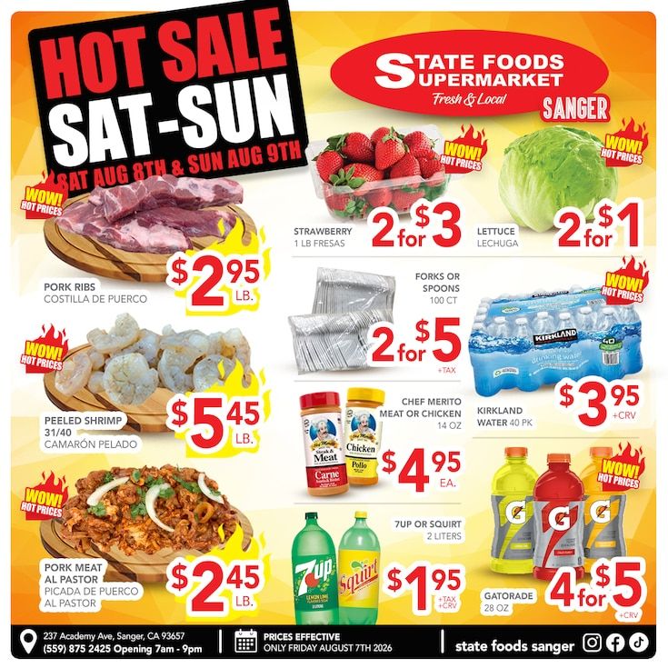 State Foods Supermarket (Sanger, CA) Weekly Ad August 5 - 11, 2026