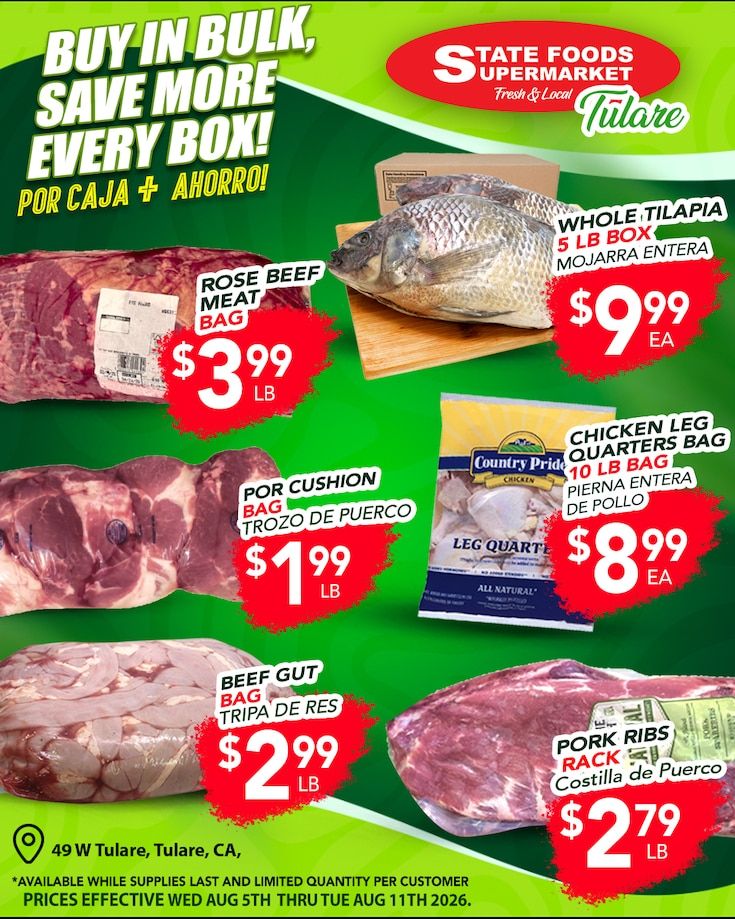 State Foods Supermarket (Tulare, CA) Weekly Ad August 5 - 11, 2026